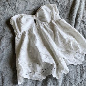 Alysia Strapless Eyelet Top with Ruffle Detail